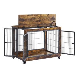 Furniture Dog Cage Crate With Double Doors Rustic Brown (Option: 1pcs)