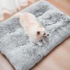 Fluffy Dog Crate Pad, Plush Faux Fur Dog Bed For Extra Large Dogs, Calming XL Dog Bed For Crate, Soft Warm Dog Crate Mat With Non-Slip Bottom, Grey